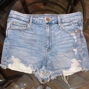 AE next level stretch high waisted denim shorts, size 12